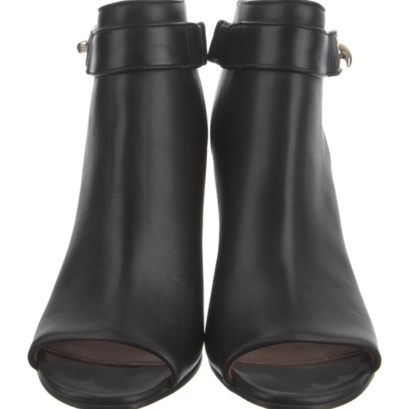 Givenchy Black Leather "Shark" Peep toe Wedges Sz 39 - Picture 3 of 6
